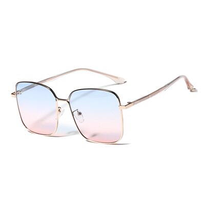 Ralferty Women's Metal Frame Square Sunglasses W9118 Sunglasses Ralferty C2 Blue Pink China As picture
