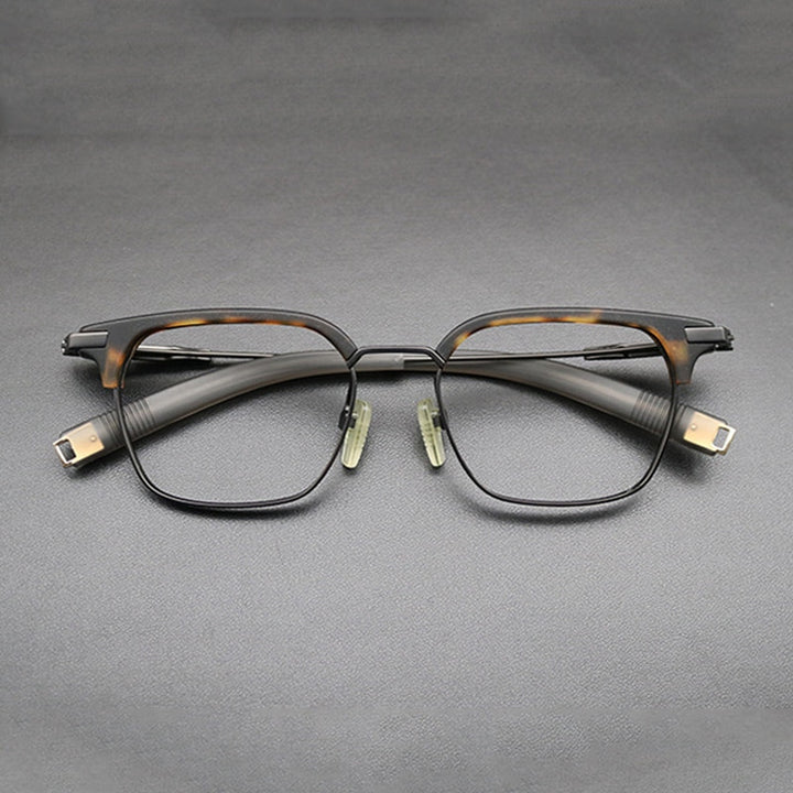 Gatenac Unisex Full Rim Square Titanium Acetate Frame Eyeglasses Gxyj669 Full Rim Gatenac Tortoise  