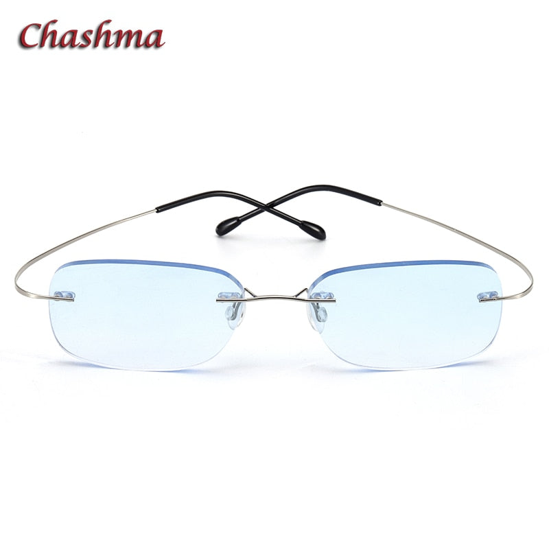 Chashma Ochki Unisex Rimless Square Titanium Tinted Lens Eyeglasses 60741 Rimless Chashma Ochki   