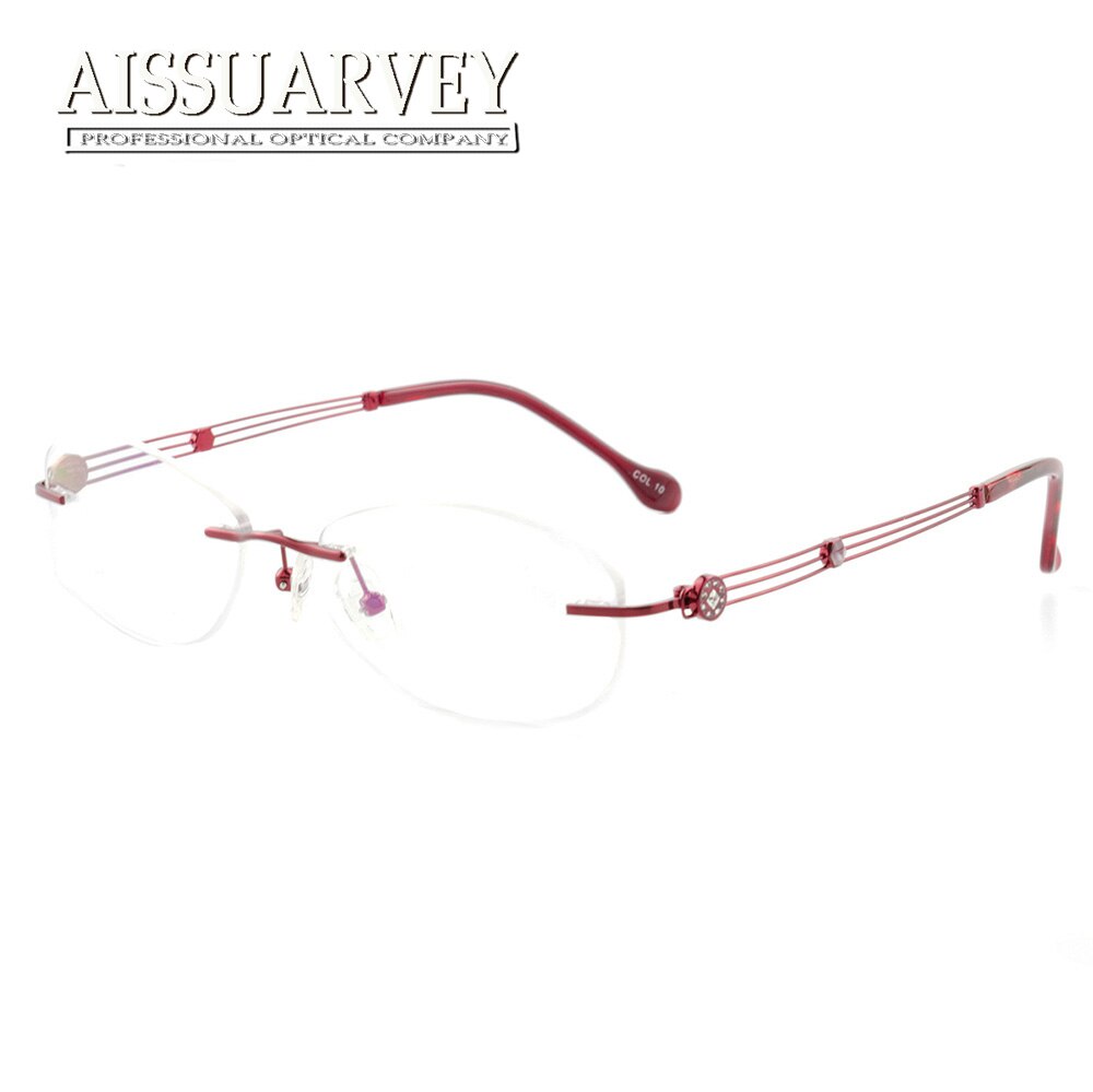 Aissuarvey Women's Oval Rimless Alloy Frame Eyeglasses As60100 Rimless Aissuarvey Eyeglasses Red  
