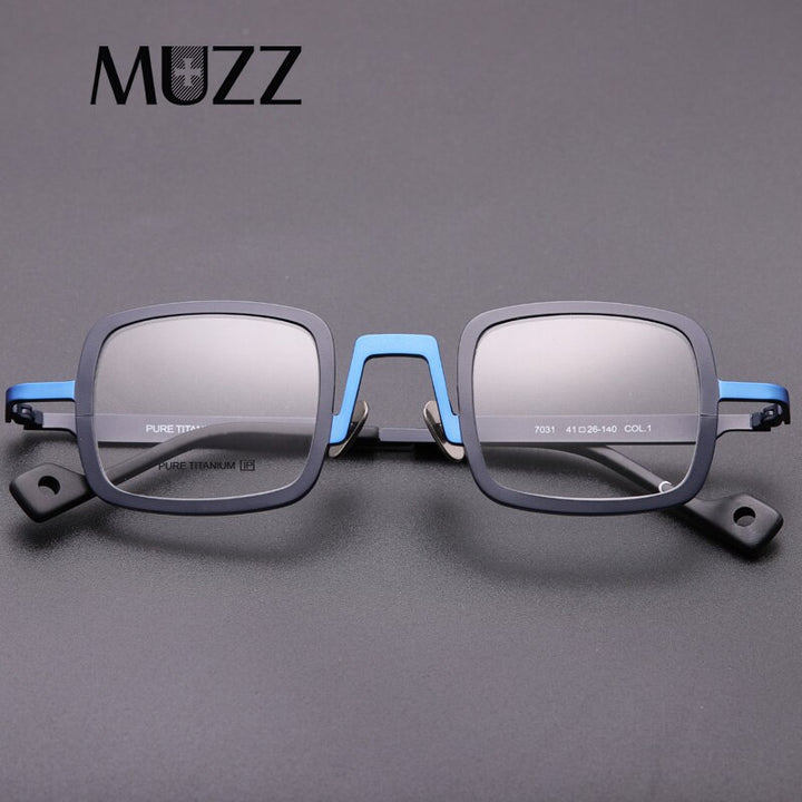 Muzz Unisex Full Rim Square Titanium Punk Frame Eyeglasses T7031 Full Rim Muzz   