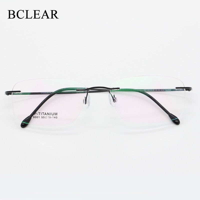 Unisex Rimless Titanium Frame Eyeglasses Customizable Lenses 9001 Rimless Bclear   