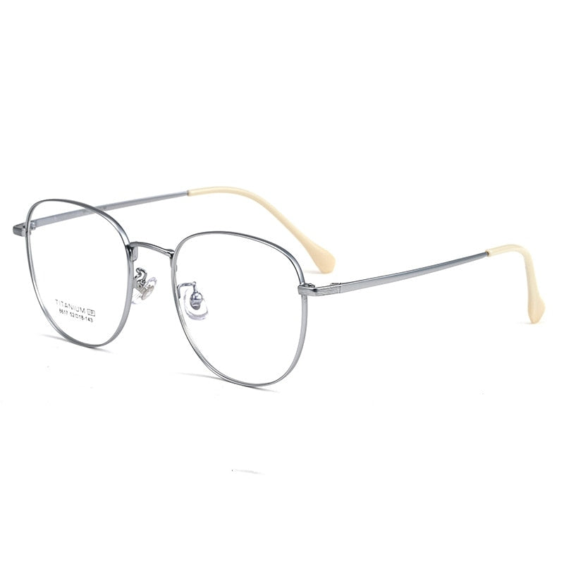 Yimaruili Unisex Full Rim Round Titanium IP Plated Frame Eyeglasses 8617F Full Rim Yimaruili Eyeglasses   