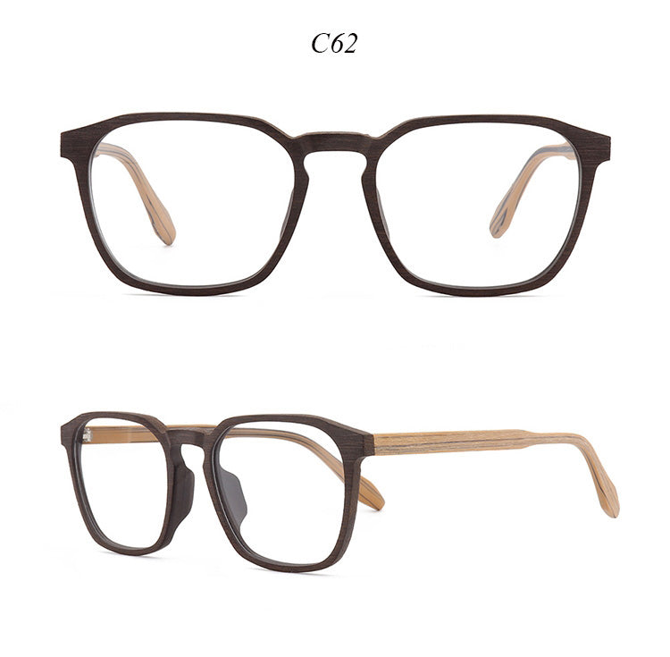 Hdcrafter Men's Full Rim Oversized Square Wood Frame Eyeglasses 1692 Full Rim Hdcrafter Eyeglasses   