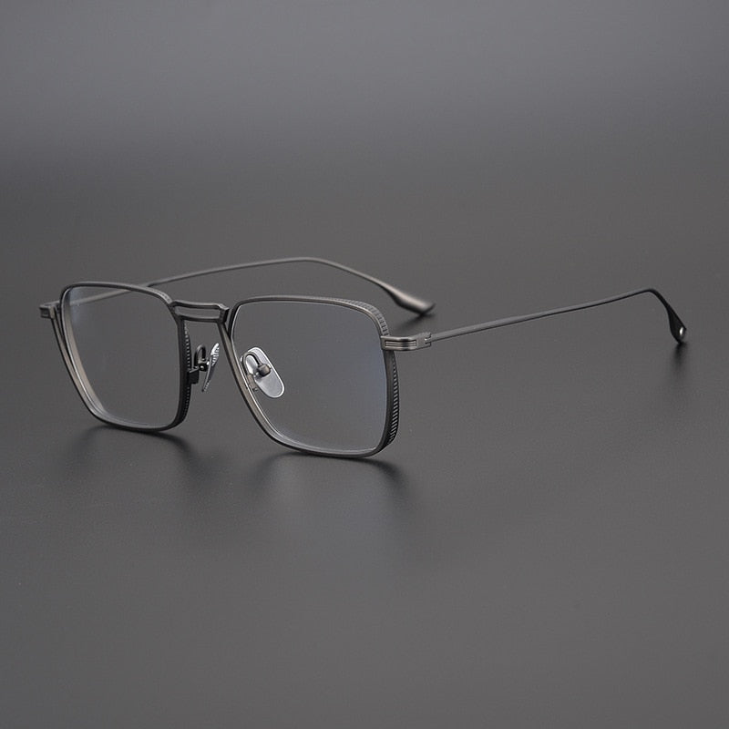 Muzz Men's Full Rim Square Titanium Frame Eyeglasses D125 Full Rim Muzz Black  