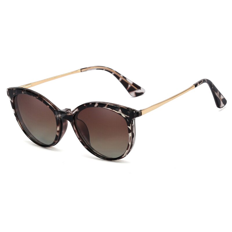 CCspace Unisex Full Rim Round Cat Eye Tr 90 Titanium Frame Eyeglasses Clip On Sunglasses 48344 With Clip Ons CCspace leopard  