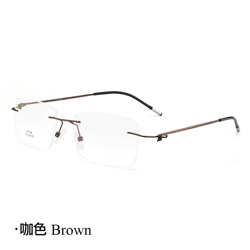 Unisex Rimless Alloy Frame Screwless Eyeglasses Spring Hinge Zt1704 Rimless Bclear Auburn  