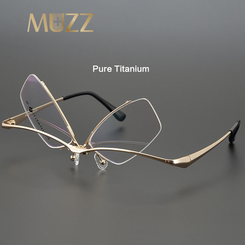 Muzz Men's Semi Rim Square Titanium Flip Up Frame Eyeglasses 18019 Semi Rim Muzz   