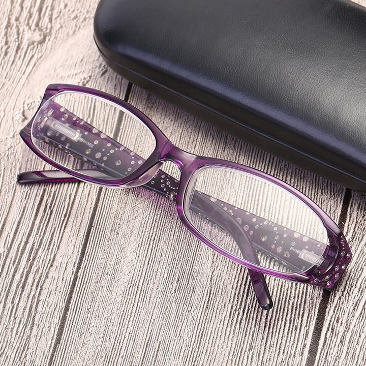 Women's Reading Glasses Imitation Diamond Glasses Purple Red Reading Glasses SunnyFunnyDay   
