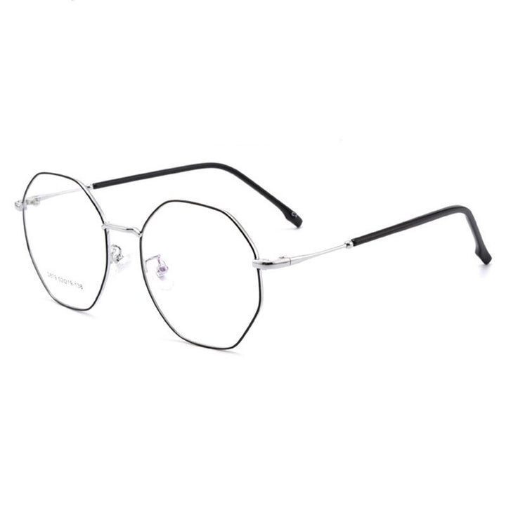 Hotony Unisex Full Rim Polygon Alloy Frame Spring Hinge Eyeglasses D879 Full Rim Hotony Black Silver  