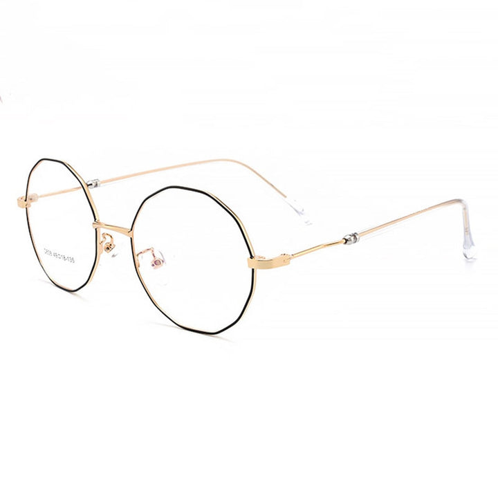 Hotony Unisex Full Rim Polygon Round Alloy Frame Spring Hinge Eyeglasses D838 Full Rim Hotony   