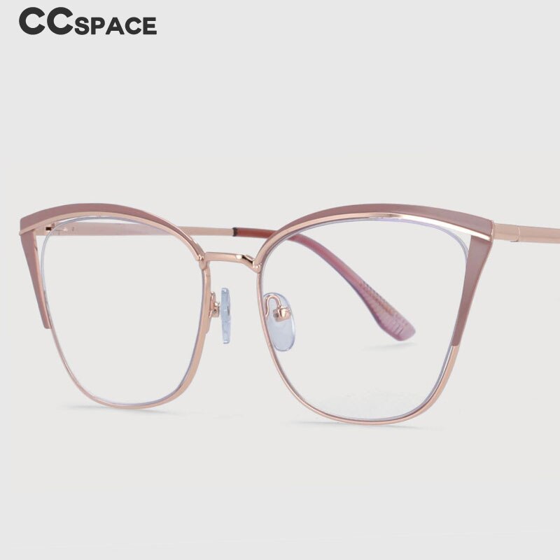 CCSpace Women's Full Rim Square Cat Eye Alloy Frame Eyeglasses 53545 Full Rim CCspace   