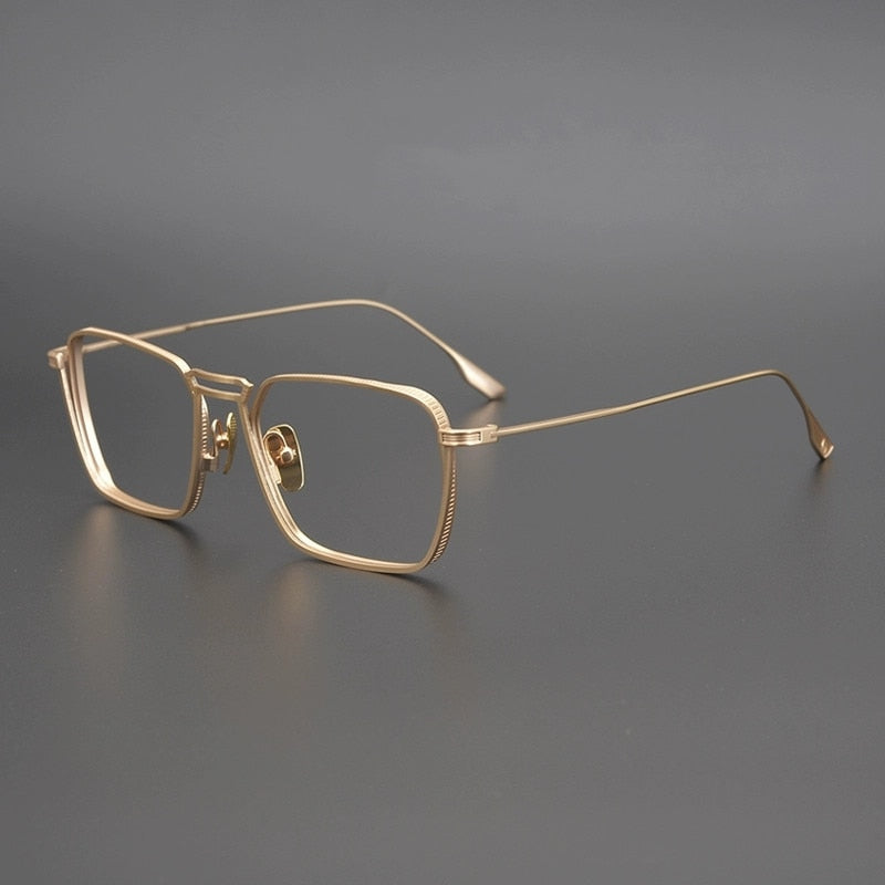 Muzz Men's Full Rim Square Titanium Frame Eyeglasses D125 Full Rim Muzz Gold  