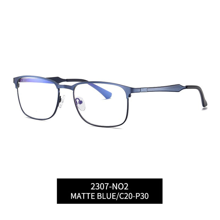 Reven Jate Men's Eyeglasses 2307 Full Rim Alloy Front Flexible Plastic Tr-90 Full Rim Reven Jate blue  