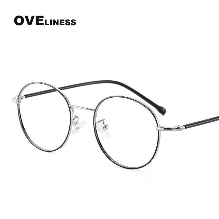 Oveliness Women's Full Rim Round Alloy Eyeglasses 2676 Full Rim Oveliness black silver  