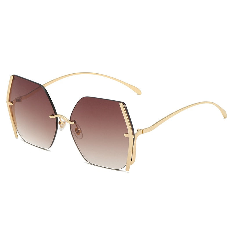 CCSpace Women's Rimless Square Alloy Frame Sunglasses 49066 Sunglasses CCspace Sunglasses C2gold-tea  