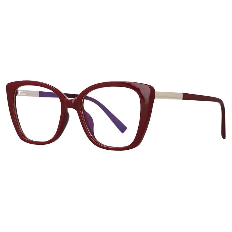 CCspace Women's Full Rim Square Cat Eye Tr 90 Titanium Frame Eyeglasses 53117 Full Rim CCspace Red  