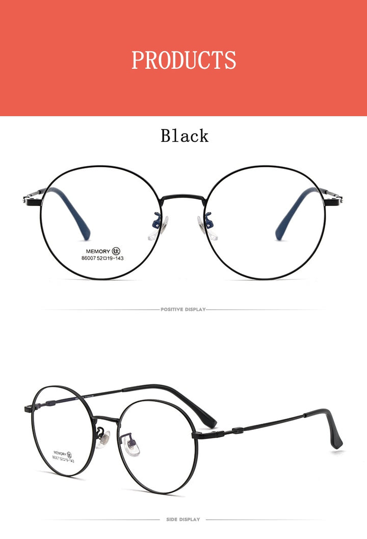 Yimaruili Unisex Full Rim Round β Titanium Frame Eyeglasses  86007YF Full Rim Yimaruili Eyeglasses   