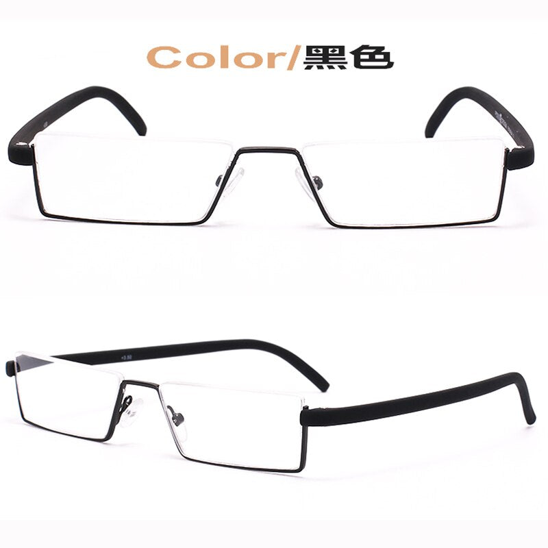 Unisex Half Rim Alloy Frame Reading Glasses Fy001 Reading Glasses Bclear +100 black 