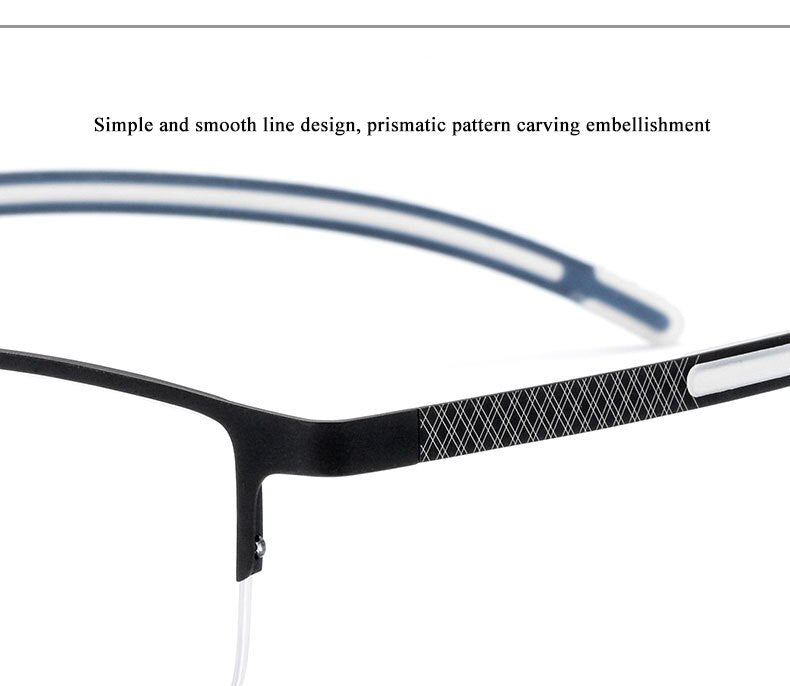 Men's Square Half Rim Titanium Frame Eyeglasses Br1872 Semi Rim Bclear   