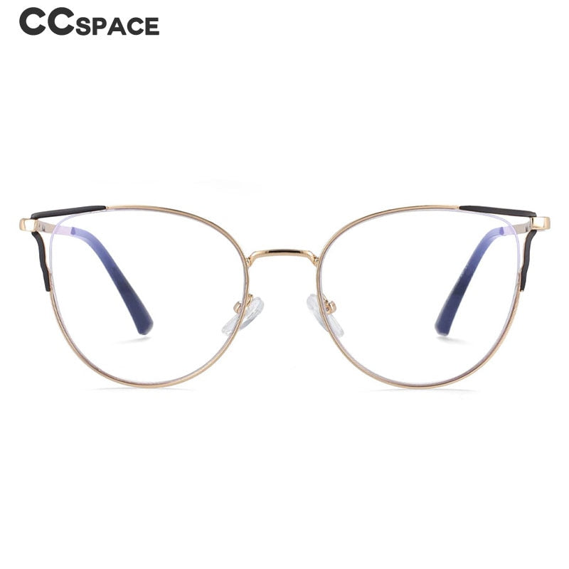 CCSpace Women's Full Rim Round Cat Eye Alloy Frame Eyeglasses 54080 Full Rim CCspace   