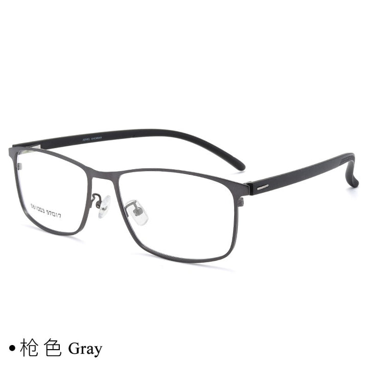 Men's Full Rim Alloy Frame TR90 Temples Spring Hinged Eyeglasses 61003 Full Rim Bclear gray  