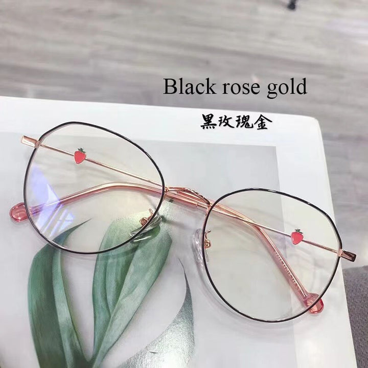 Women's Alloy Baby Carrot Full Rim Eyeglasses 28065 Full Rim Bclear Black rose gold  