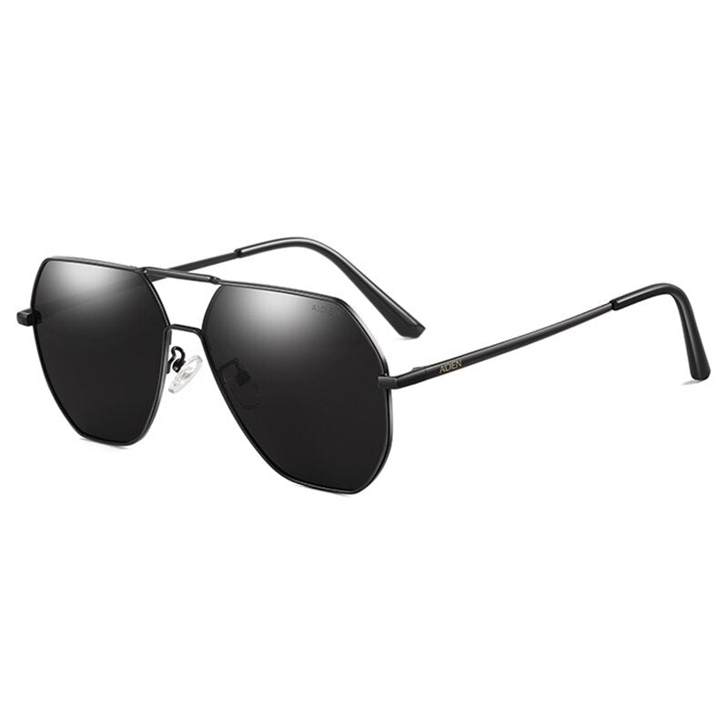 Aidien Men's Full Rim Hexagon Alloy Frame Myopic Sunglasses 8692 Sunglasses Aidien Black-black frame 0 