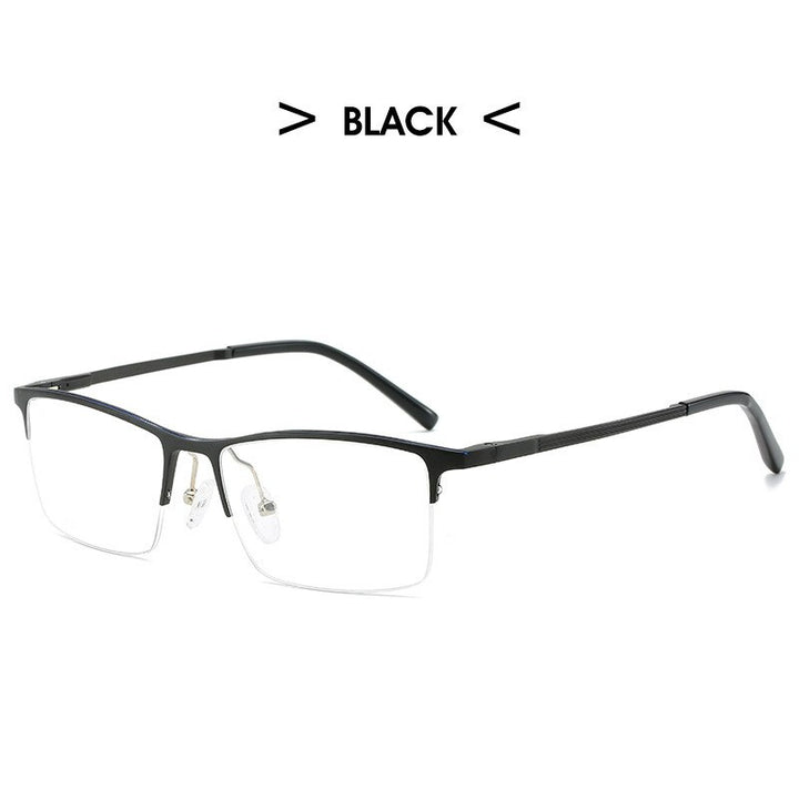 Hdcrafter Men's Semi Rim Rectangle TR 90 Titanium Frame Eyeglasses 6312 Semi Rim Hdcrafter Eyeglasses black  
