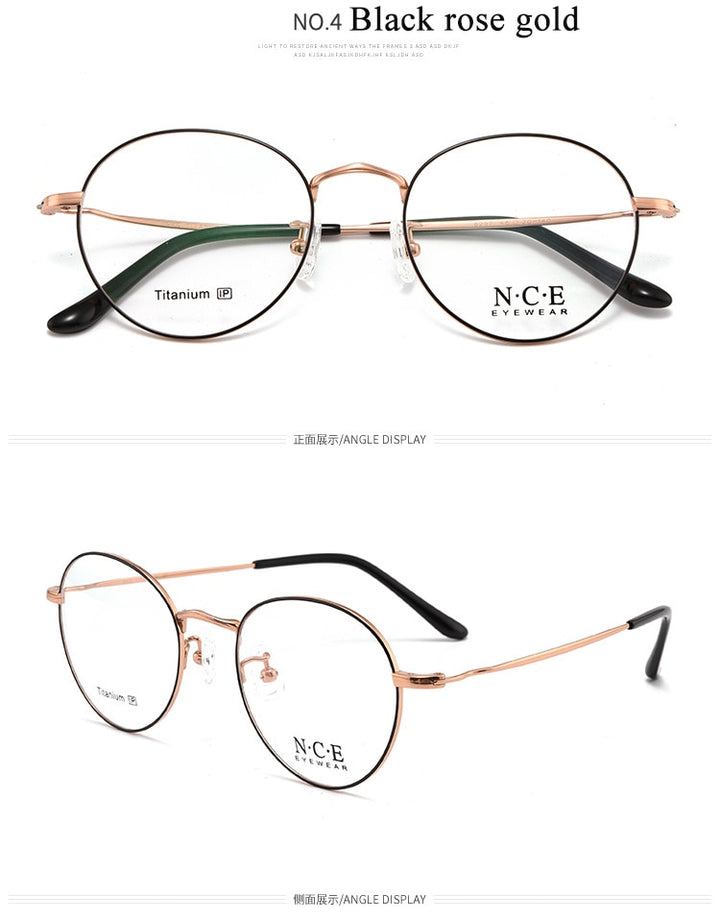 Unisex Full Rim Round Titanium Frame Eyeglasses Sc8297 Full Rim Bclear   