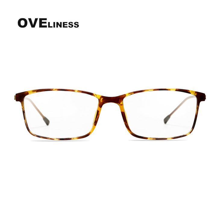 Oveliness Men's Full Rim Square Tr 90 Titanium Eyeglasses Ol98p55 Full Rim Oveliness tortoise  