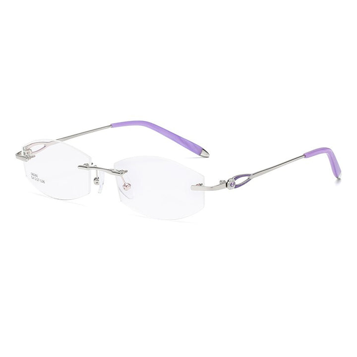 Zirosat 58060 Women's Rimless Eyeglasses Alloy Diamond Cut Tinted Lenses Frame Zirosat purple  