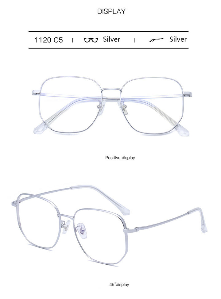 Hotony Unisex Full Rim Polygonal Square Titanium Frame Eyeglasses 1120 Full Rim Hotony   