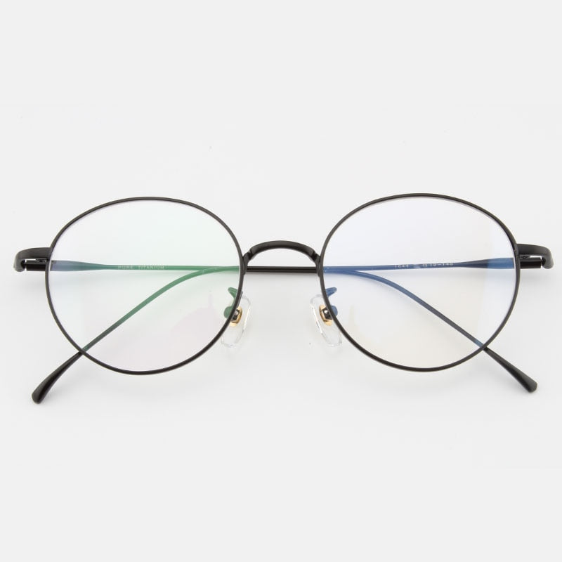 Muzz Unisex Full Rim Round Titanium Frame Eyeglasses 164044 Full Rim Muzz BLACK  