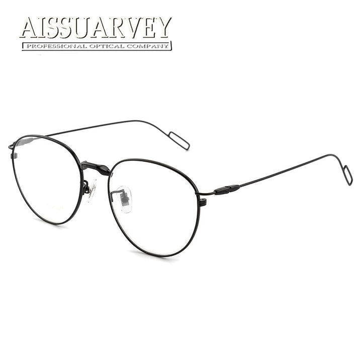 Aissuarvey Women's Full Rim Round Titanium Frame Eyeglasses Asl8020 Full Rim Aissuarvey Eyeglasses black  