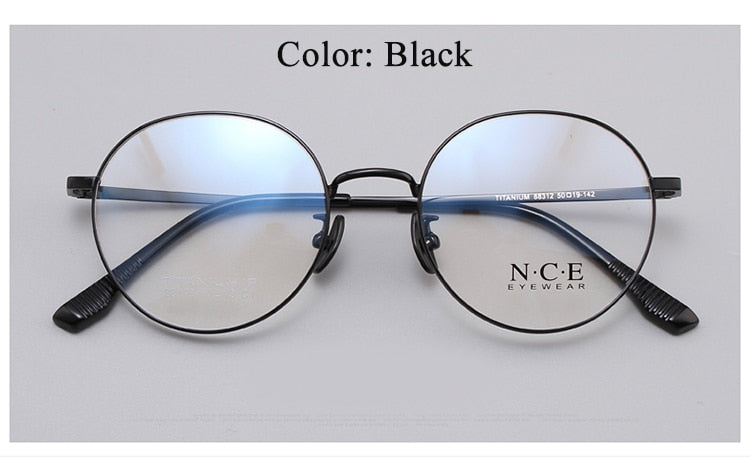 Unisex Round Full Rim Titanium Frame Eyeglasses Sc88312 Full Rim Bclear black  