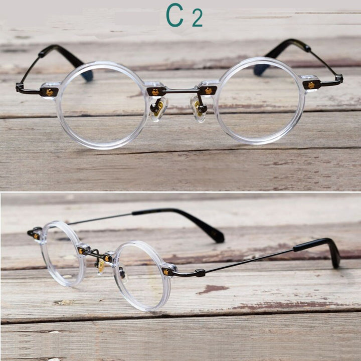 Unisex Full Rim Round Eyeglasses Acetate Frame Customizable Lenses Full Rim Yujo   