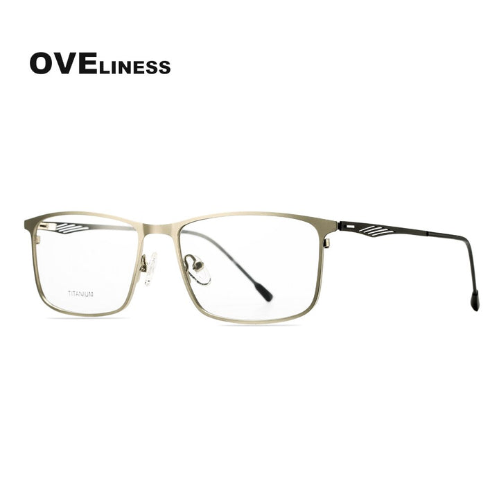 Oveliness Men's Ful Rim Square Screwless Titanium Alloy Eyeglasses Ol88p35 Frame Oveliness silver  