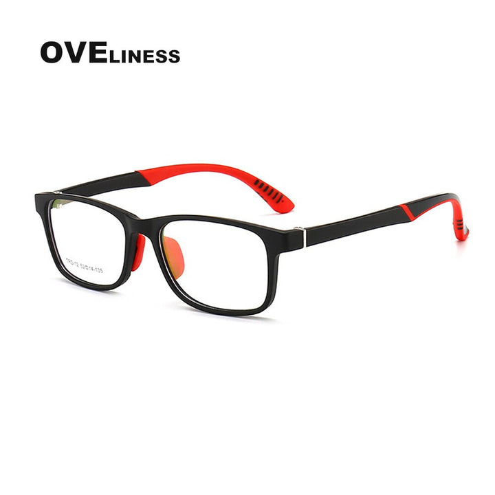Oveliness Unisex Children's Full Rim Square Tr 90 Titanium Eyeglasses Oltrd12p Full Rim Oveliness black  