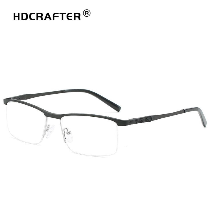 Hdcrafter Men's Semi Rim Square Aluminum Magnesium Alloy Frame Eyeglasses 6303 Semi Rim Hdcrafter Eyeglasses   