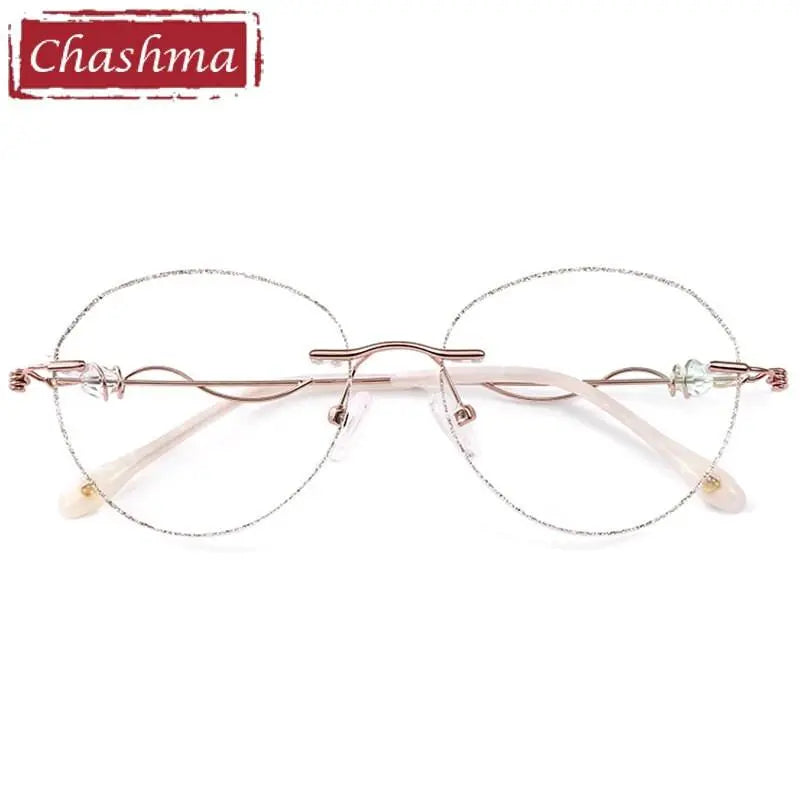 Chashma Womens Rimless Round Titanium Eyeglasses 88128 — view 5 | Chashma at FuzWeb