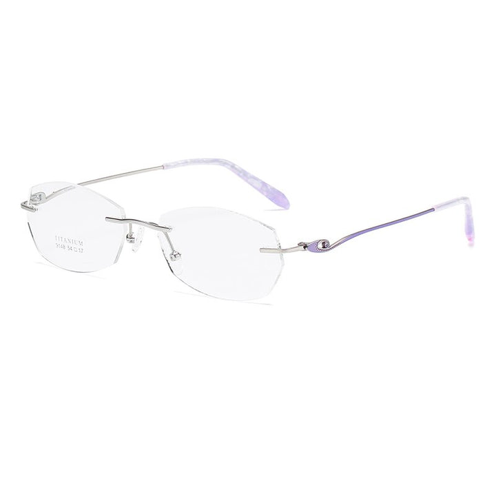 Zirosat 9148 Women's Eyeglasses Titanium Rimless Eyewear Diamond Trimmed Rimless Zirosat silver purple  