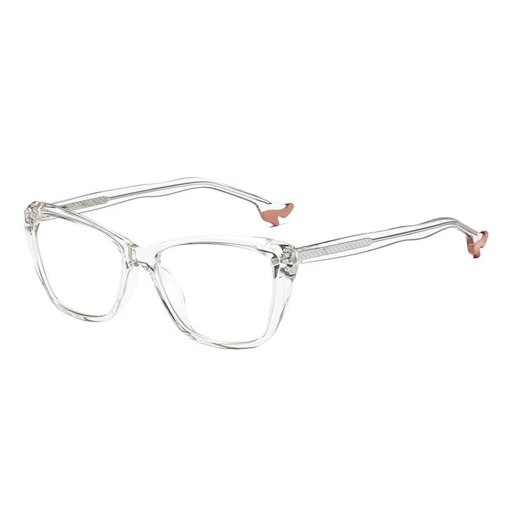 Oveliness Women's Full Rim Square Cat Eye Tr 90 Titanium Eyeglasses Pf2029 Full Rim Oveliness Transparent  