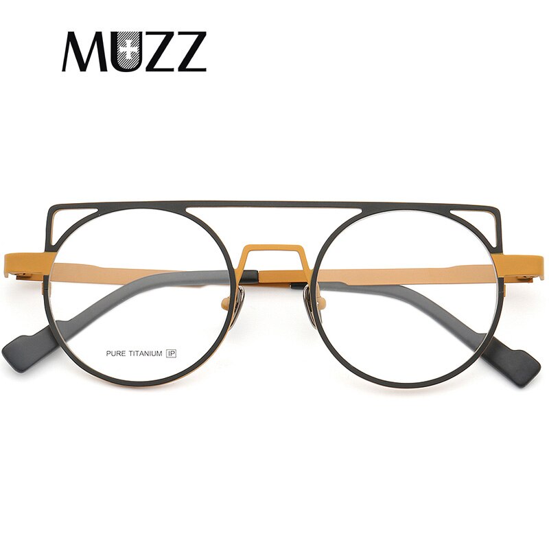 Muzz Women's Full Rim Round Cat Eye Titanium Double Bridge Frame Eyeglasses T70 Full Rim Muzz C1  