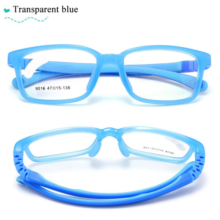 Children's Unisex Plastic Titanium Full Rim Frame Eyeglasses 9016 Full Rim Bclear Transparent blue  