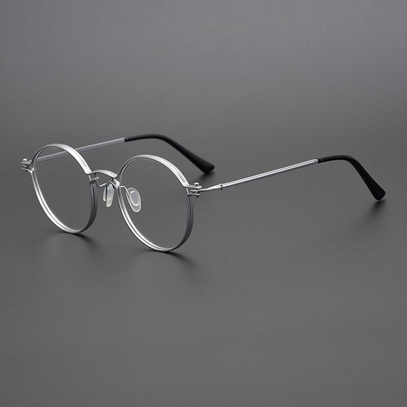 Gatenac Unisex Full Rim Round Titanium Frame Eyeglasses Gxyj687 Full Rim Gatenac Silver  