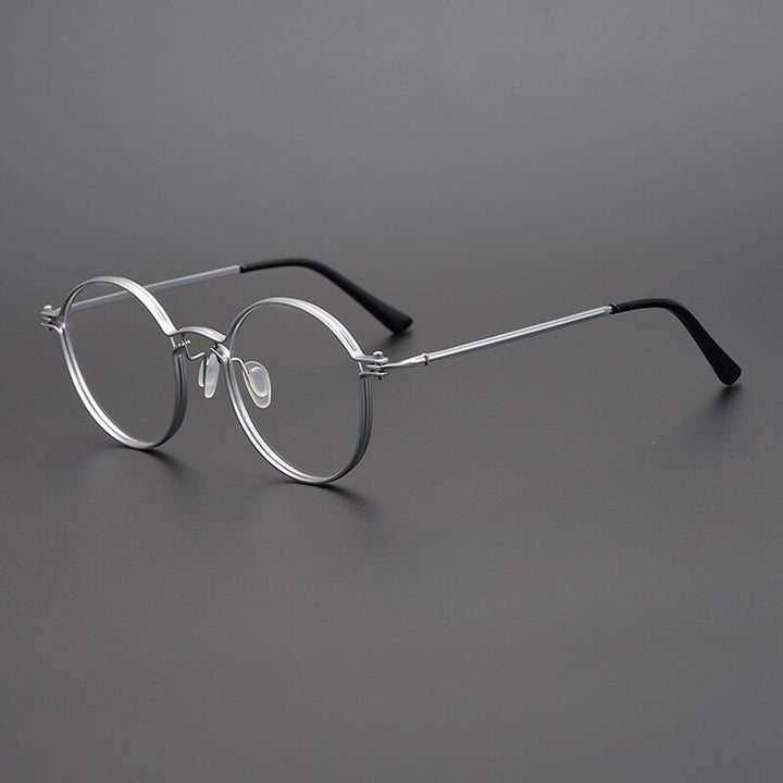 Gatenac Unisex Full Rim Round Titanium Frame Eyeglasses Gxyj687 Full Rim Gatenac Silver  