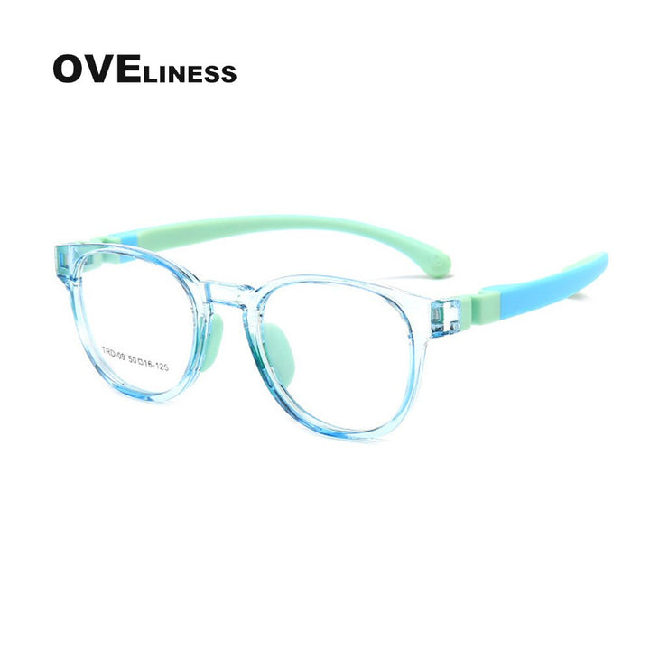 Oveliness Unisex Children's Full Rim Round Tr 90 Titanium Eyeglasses Olp09 Full Rim Oveliness clear blue  