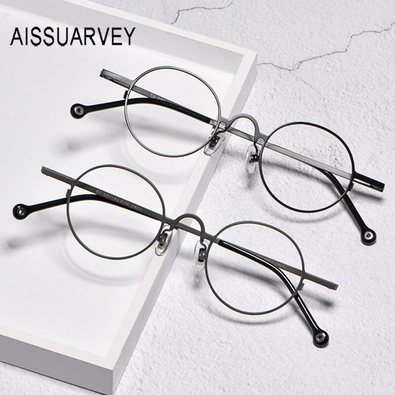 Aissuarvey Unisex Round Titanium Full Rim Frame Eyeglasses Full Rim Aissuarvey Eyeglasses   