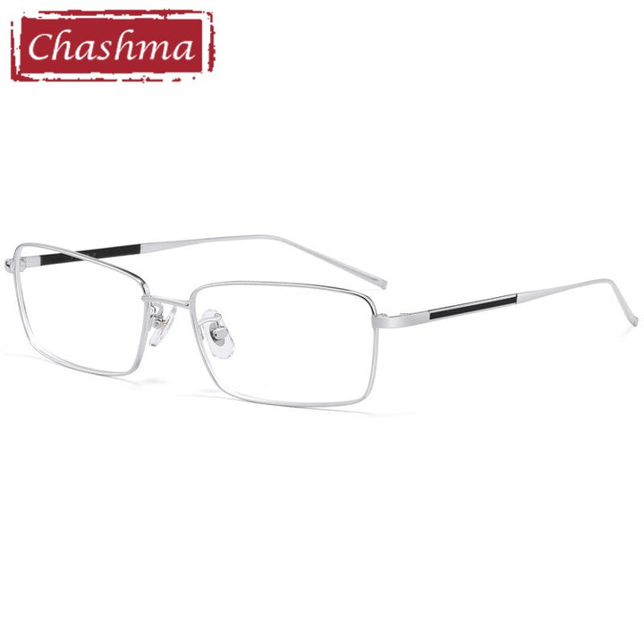 Chashma Men's Full Rim Square Titanium Frame Eyeglasses 10109 Full Rim Chashma Silver  